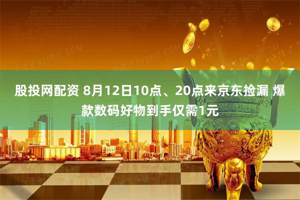 股投网配资 8月12日10点、20点来京东捡漏 爆款数码好物到手仅需1元